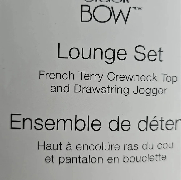 Black Bow Lounge Set Crewneck Terry Top Drawstring Jogger size S Viscose - Picture 6 of 9